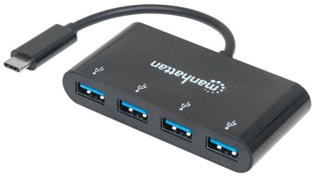 Manhattan USB HUB USB C- 4x USB 3.2, Bus Powered