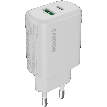CANYON charger OnCharge 250 25W 1xPD 1xQC EU White CNE-CHA250-21 
