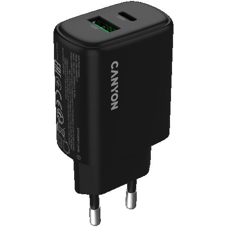CANYON charger OnCharge 250 25W 1xPD 1xQC EU Black CNE-CHA250-31 