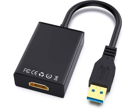 E-GREEN Adapter USB 3.0 (M) -  HDMI (F) crni