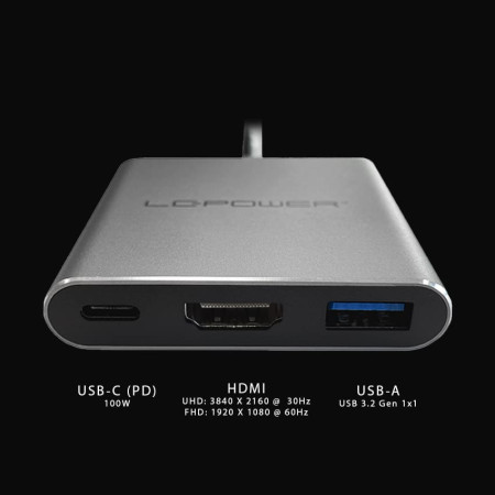 USB LC Power LC-HUB-C-MULTI-4-V2 USB Type C HUB 1xUSB3.0 1x Type C-charging