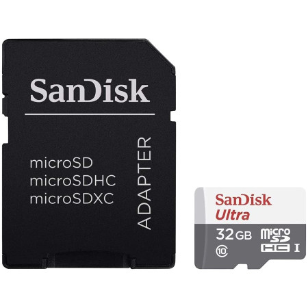SANDISK Ultra microSDHC 32GB + SD Adapter 100MBs Class 10 UHS-I SDSQUNR-032G-GN3MA