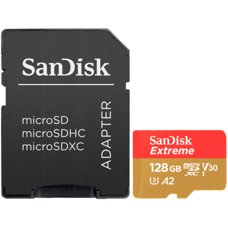 SANDISK Extreme microSDXC 128GB + SD Adapter SDSQXAA-128G-GN6M