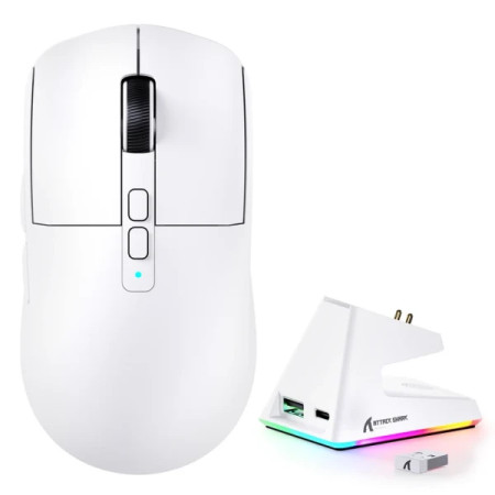  Attack Shark X6 PAW3395 White + Charging Dock